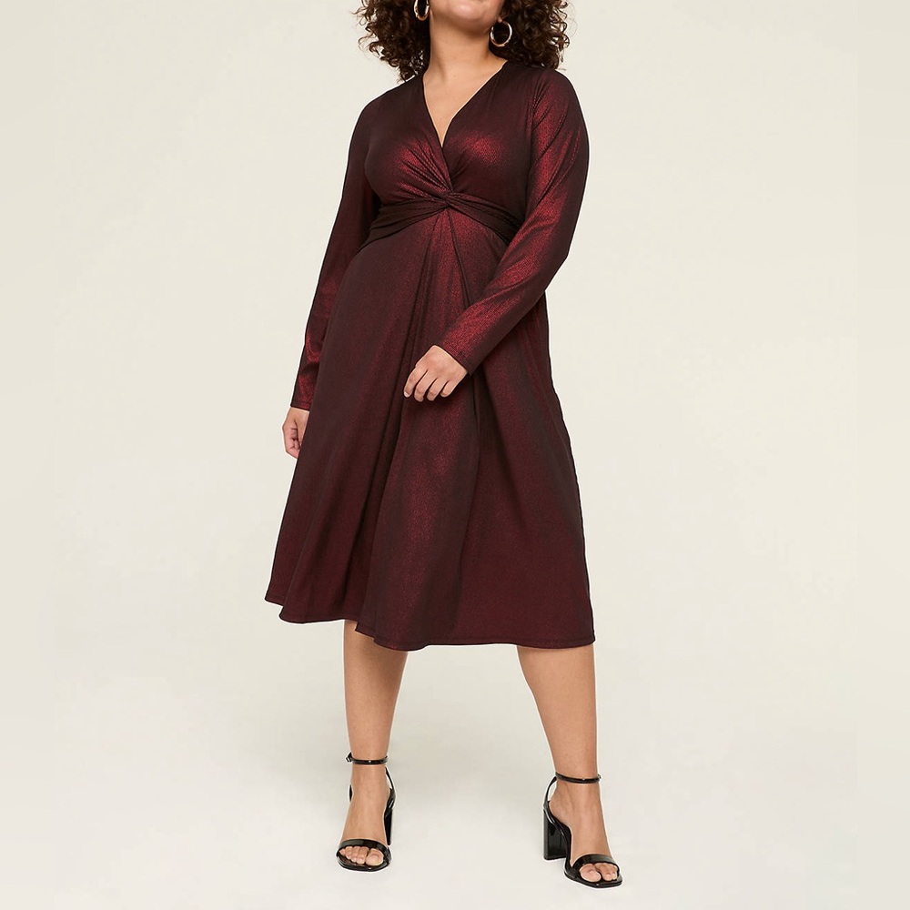 Lane Bryant Shimmer Twist-Front Midi Dress